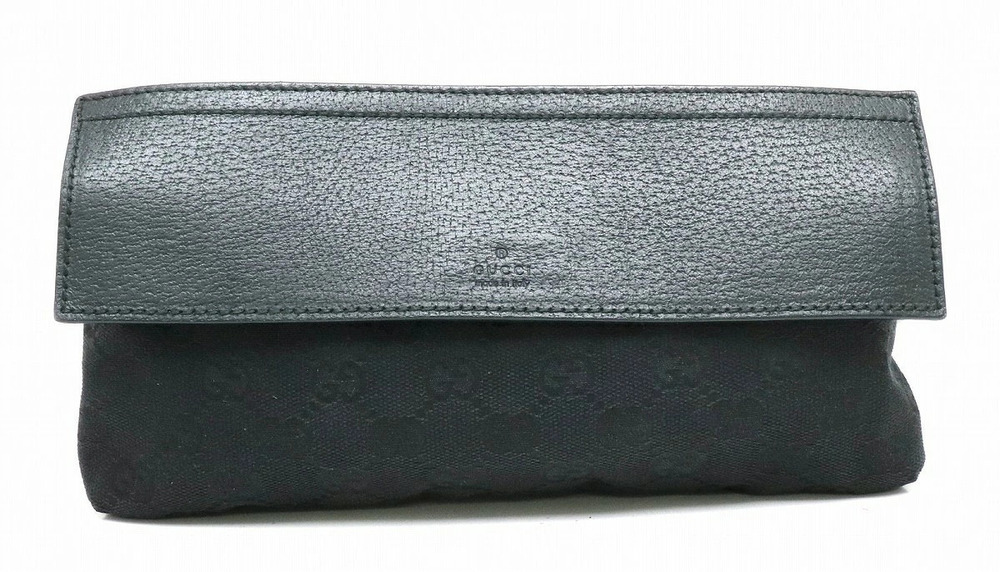 Gucci GG Canvas Body Belt Bag Waist Hip Leather Black